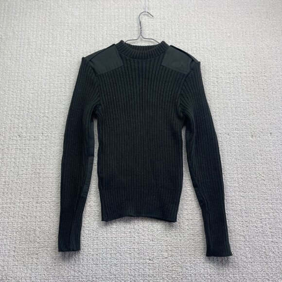 VTG 1983 Standard Knitting LTD Military Sweater Green Wool Pullover Patches Read - Picture 1 of 11